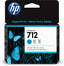 Tinta HP 712 Cian 29ml - Cartucho Original 3ED67A