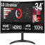 Monitor LG 34WR50QK 34 Pulgadas Ultrawide Curvo - 3440x1440, 100Hz, HDR10