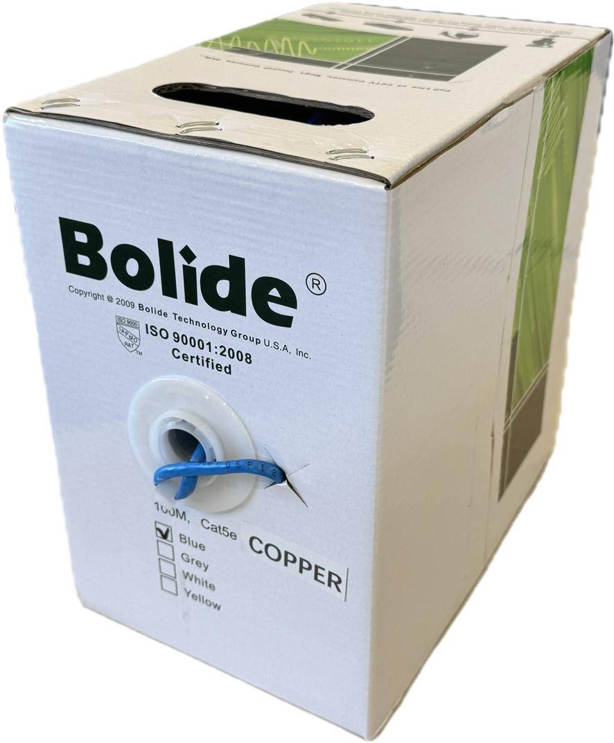 Cable de red UTP Bolide CAT5E 100 metros - 350MHz, cobre puro, cubierta PVC azul