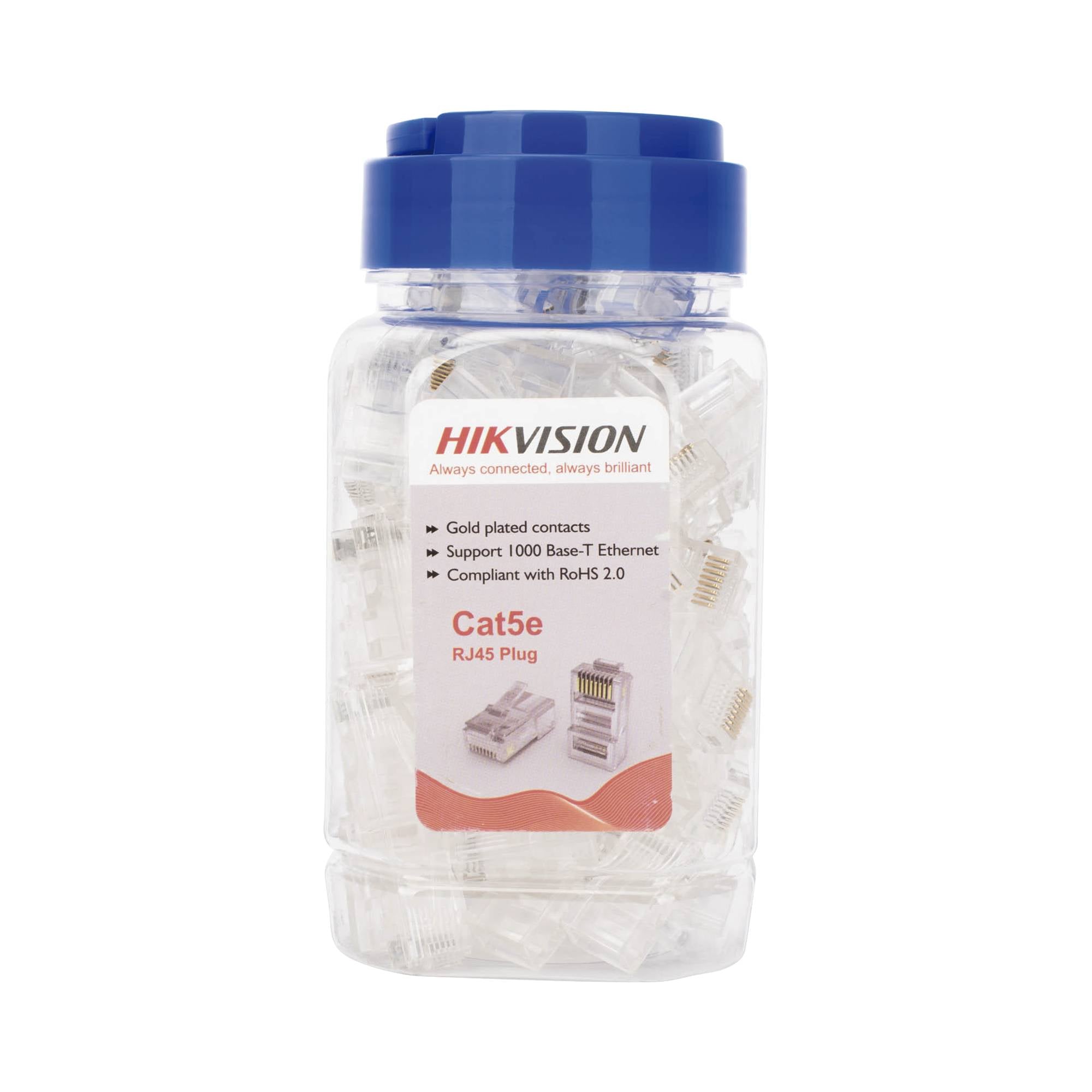 Plug RJ45 Cat 5e Hikvision DS-1M5EUA-30U 100 Piezas - Chapado en Oro