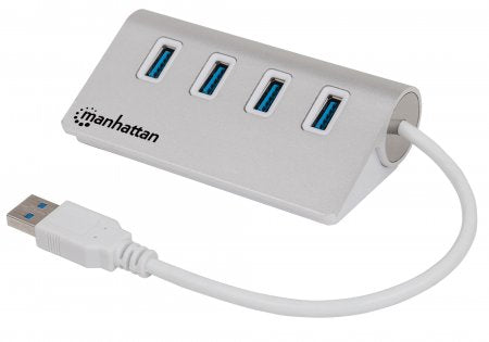 Hub USB Manhattan 163767 - USB 3.0 4 Puertos Aluminio Alta Velocidad