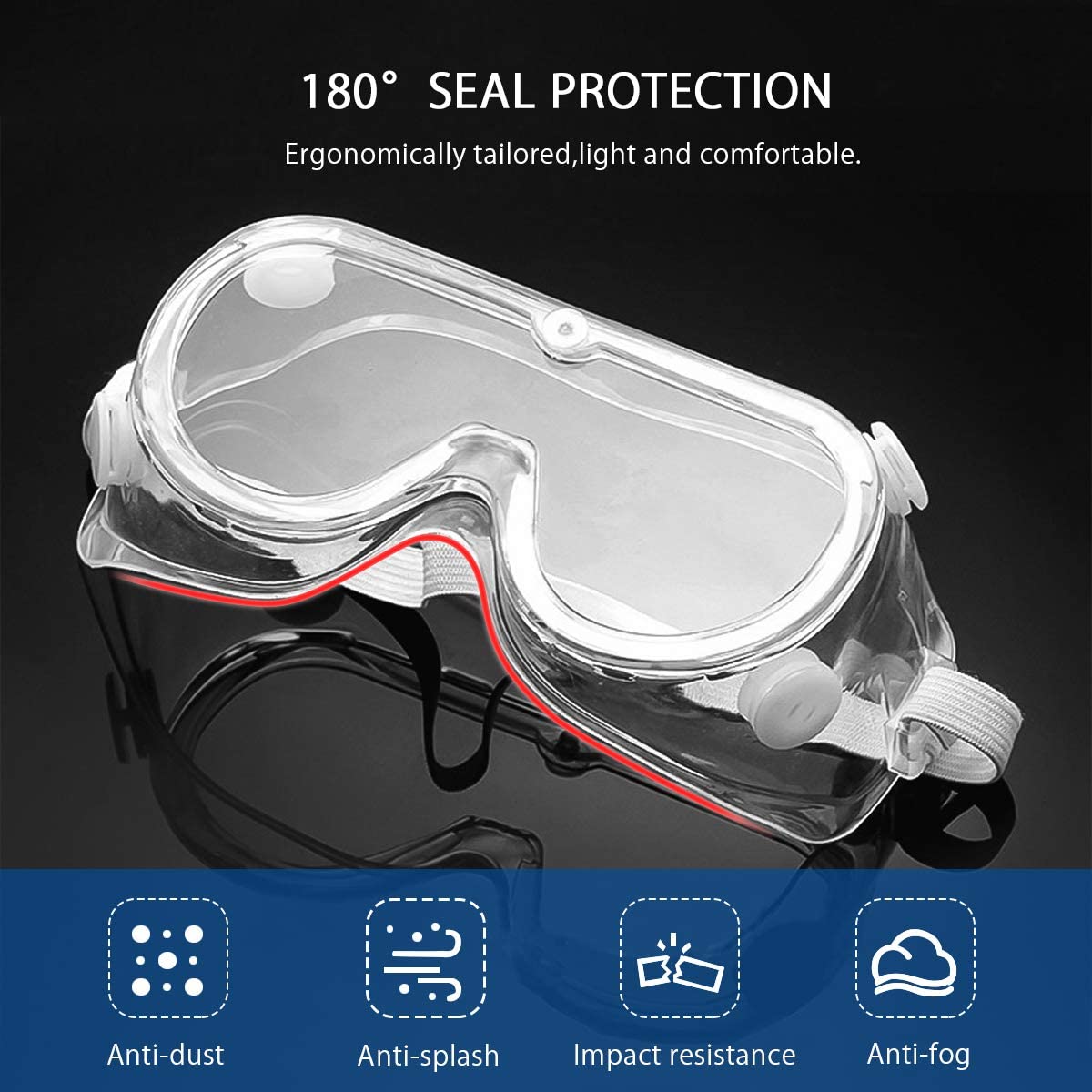 Goggles de Protección KSA GKSA01-B - Grado Médico, 4 Válvulas, Anti empañante