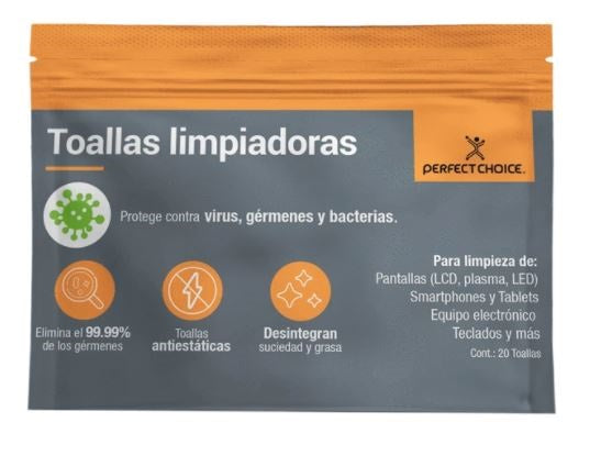 Toallas Limpiadoras Antiestáticas Perfect Choice PC-030270 - 20 Piezas para Pantallas Imagen principal del producto
