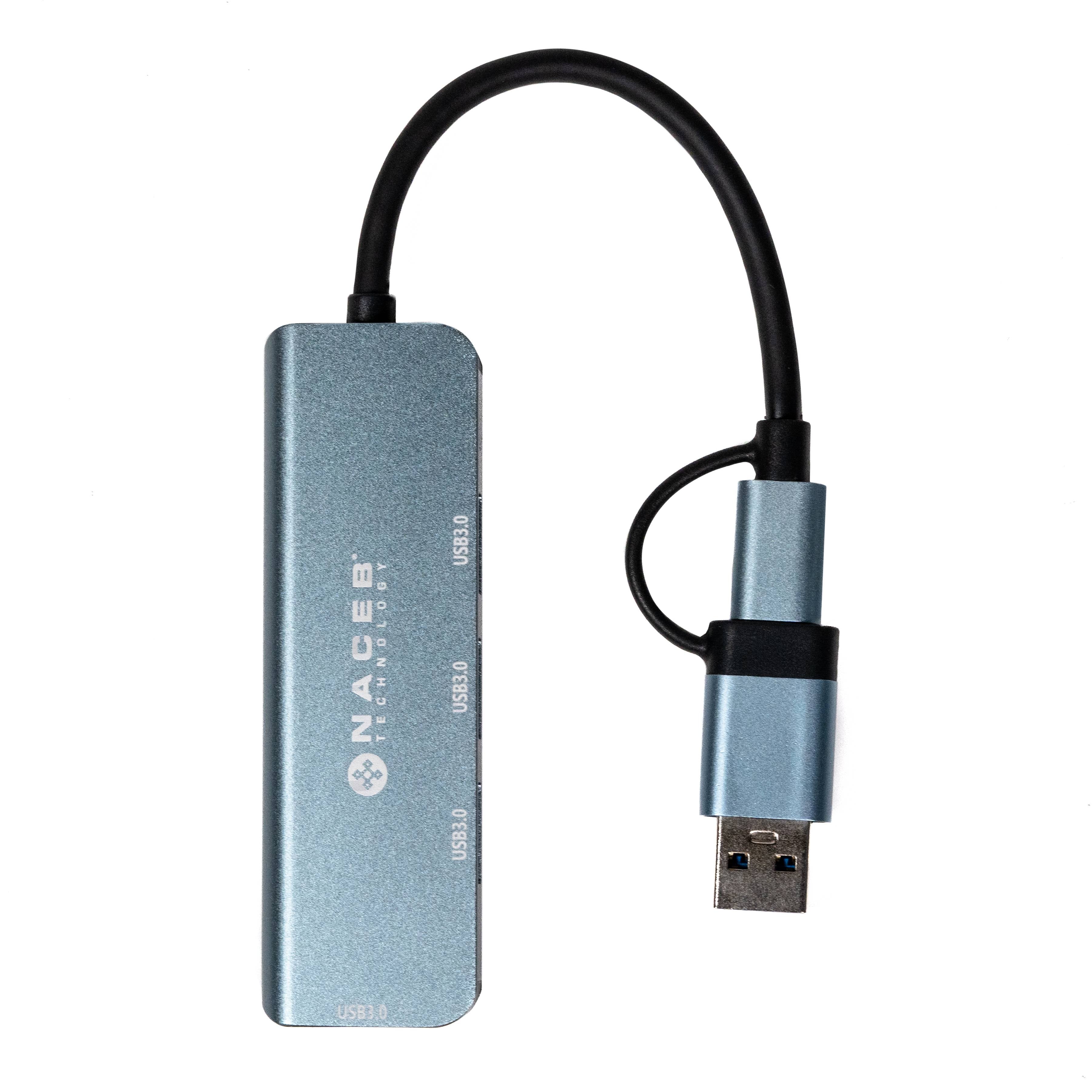 Hub USB Naceb NA-0126 - 4 Puertos USB 3.0, Conexión USB-C y USB-A Imagen principal del producto
