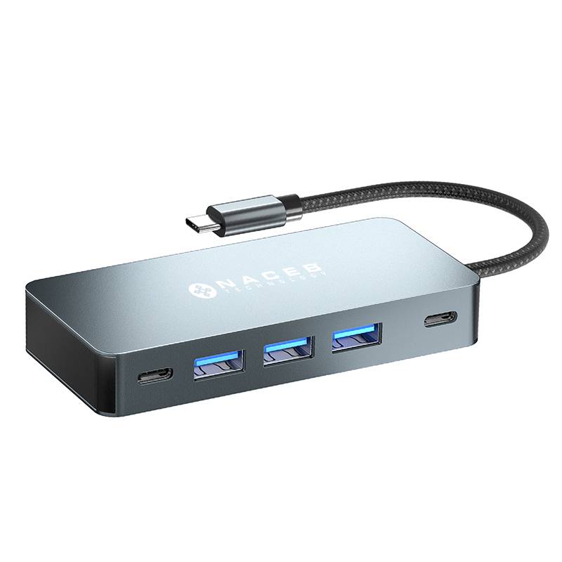 Hub USB-C Naceb NA-0147 7 en 1 - Dual HDMI 4K, PD 100W, USB 3.0