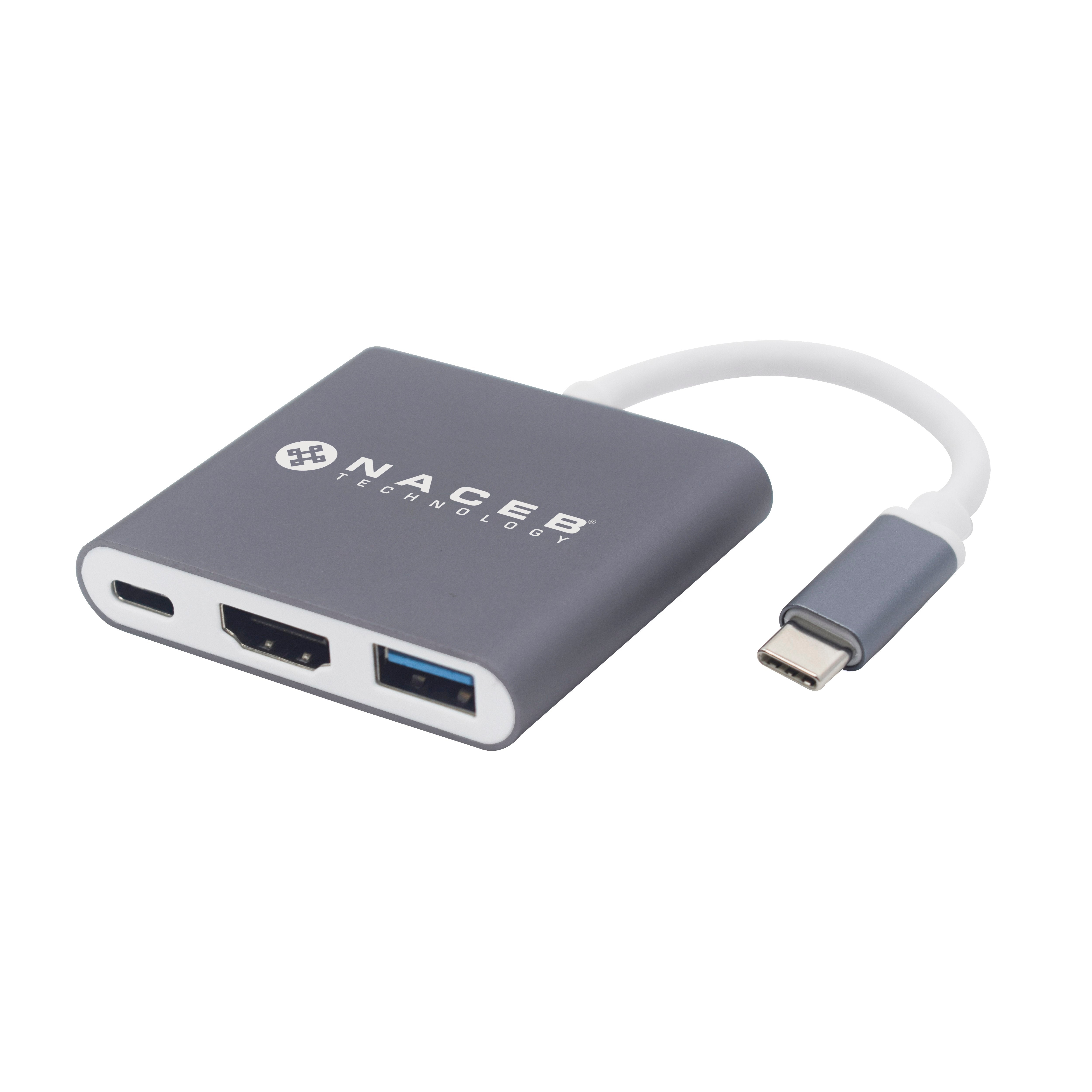 Adaptador USB-C Naceb Technology NA-0111 - HDMI, USB 3.0 y Carga PD Imagen principal del producto