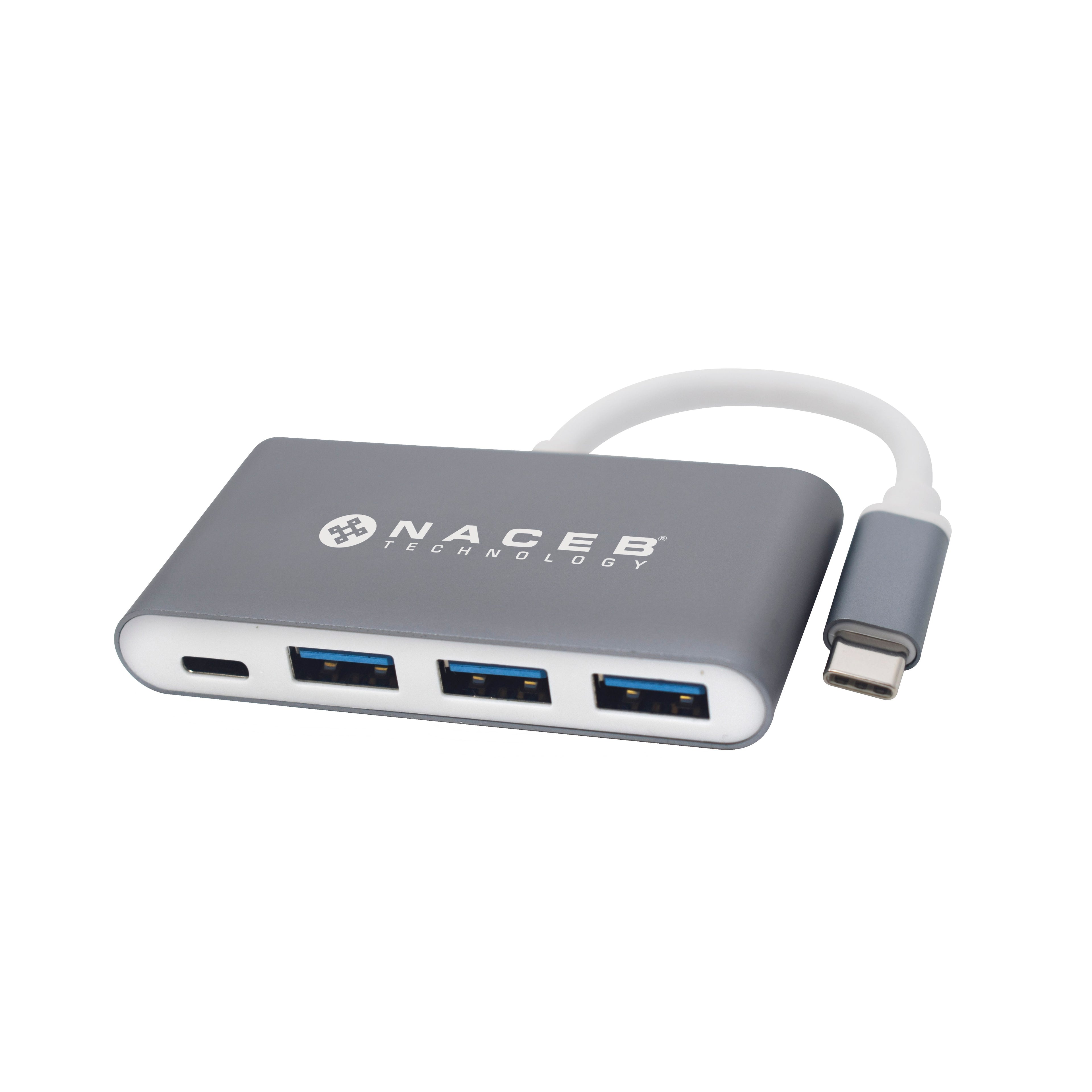 Hub Adaptador Naceb NA-0112 USB Tipo C a USB 3.0 - Compacto y Portátil