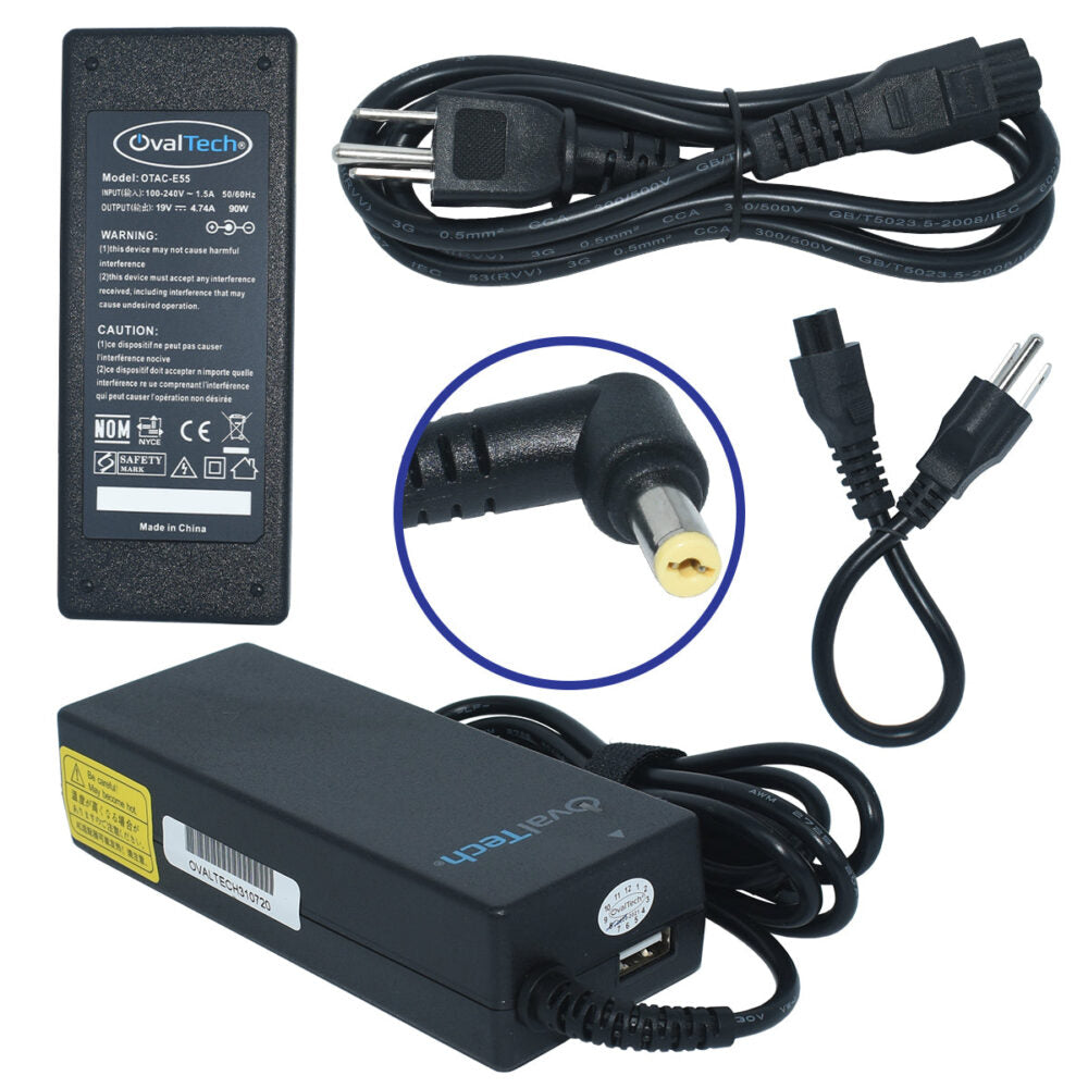 Cargador OVALTECH OTAC-E55 90W 19V 4.74A - Conector 5.5x1.7mm