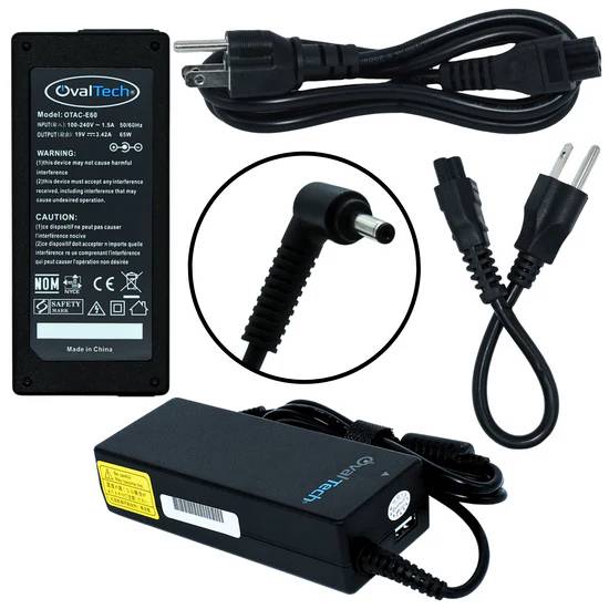 Cargador OVALTECH OTAC-E60 65W para Laptop - USB incluido, 19V 3.42A