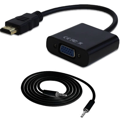 Convertidor HDMI a VGA BROBOTIX 110964N - Con Audio 3.5mm, Negro