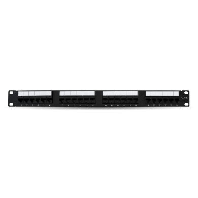 Panel de Parcheo BROBOTIX 497448 - 24 puertos CAT5e, Montaje en Rack 1U