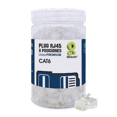 Plugs RJ45 BROBOTIX CAT6 Modular - 100 Piezas, Contactos Chapados en Oro