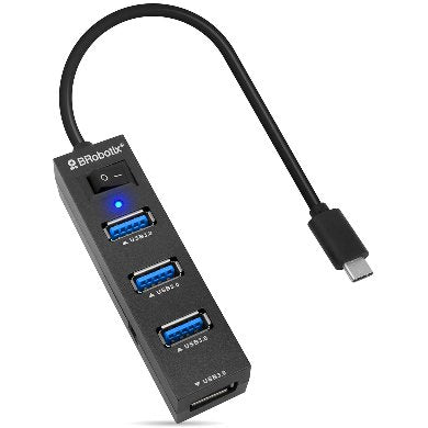Docking Station BROBOTIX 6001189 - USB 3.0 Tipo C a 4 Puertos USB 3.0