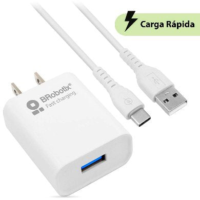 Cargador Brobotix 6001318 USB 3.0 + Cable Tipo C - Carga Rápida Blanco Imagen principal del producto