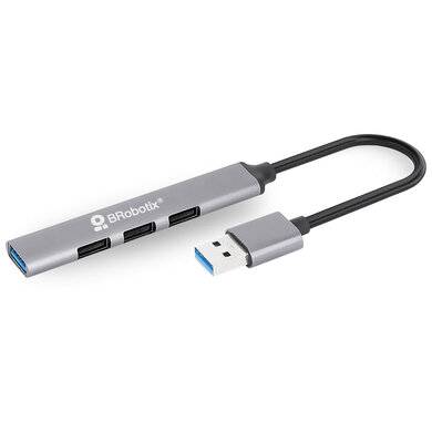 Hub USB 3.0 BROBOTIX 406108 - 4 Puertos Tipo A, Plata