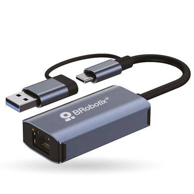 Convertidor USB a RJ45 BROBOTIX 406511 - Dual Gigabit USB 3.0 y USB-C Imagen principal del producto