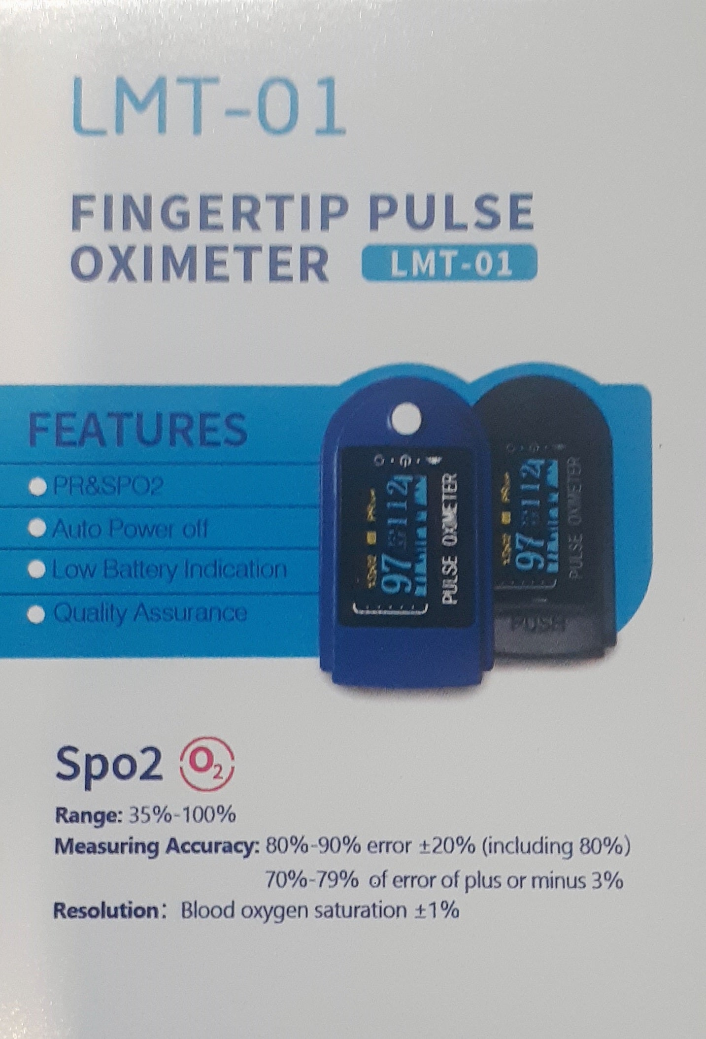 Oxímetro de Pulso Sonolife LMT-01 - Medición de Saturación de Oxígeno