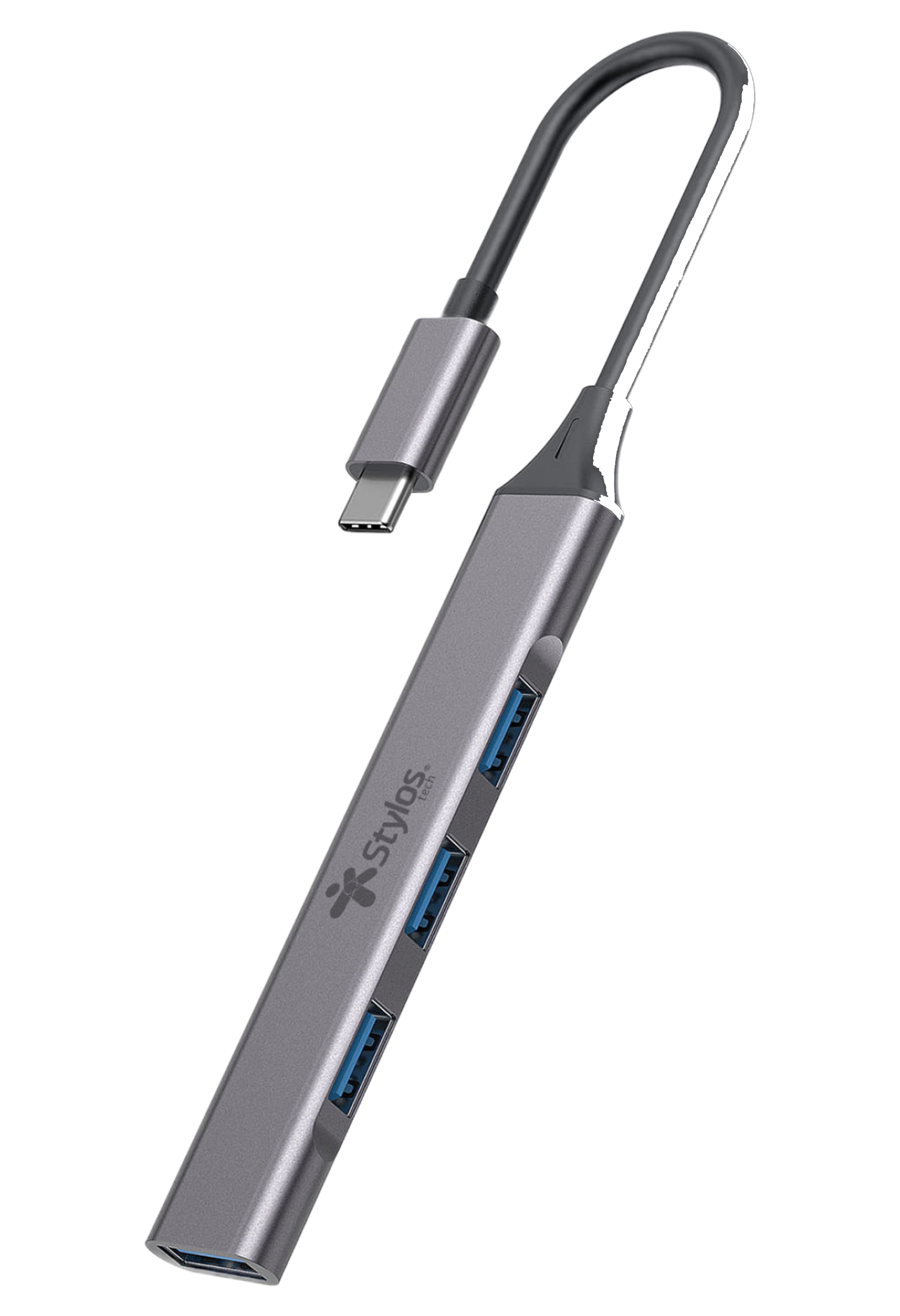 Adaptador HUB 4 En 1 Stylos STCBHUB42G - Concentrador USB Compacto