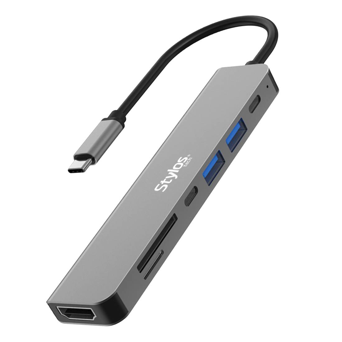Hub Stylos 7 en 1 USB C STCBHUB71G - Gris Compacto Imagen principal del producto