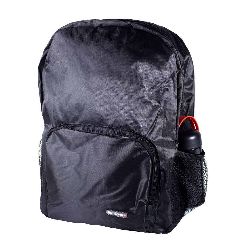 Mochila TechZone Basic TZLBP02 - 15.6 pulgadas, Nylon Resistente, Negro
