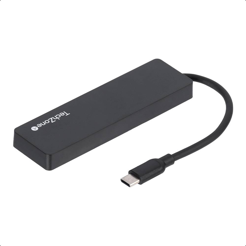 Hub TechZone Connect 3.0 USB-C 4 en 1 - USB 3.0, Negro