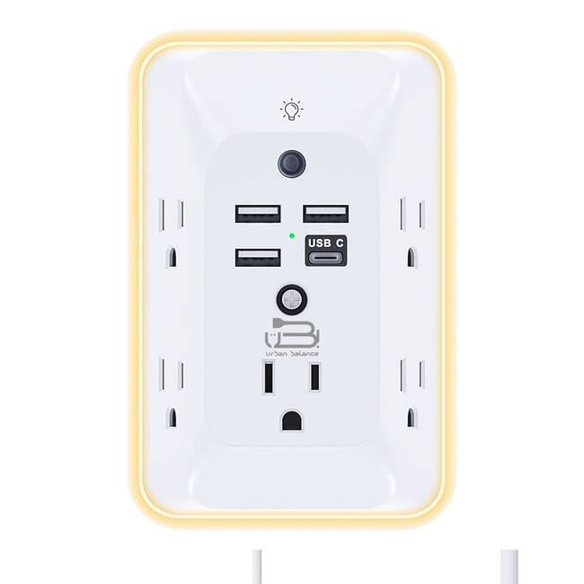 Supresor de Picos Urban Balance SPUB-02 9 en 1 - 5 Contactos y 4 Puertos USB