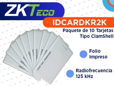 Tarjetas ID ZK TECO IDCARDKR2K 125 kHz Clamshell - Paquete 10 piezas