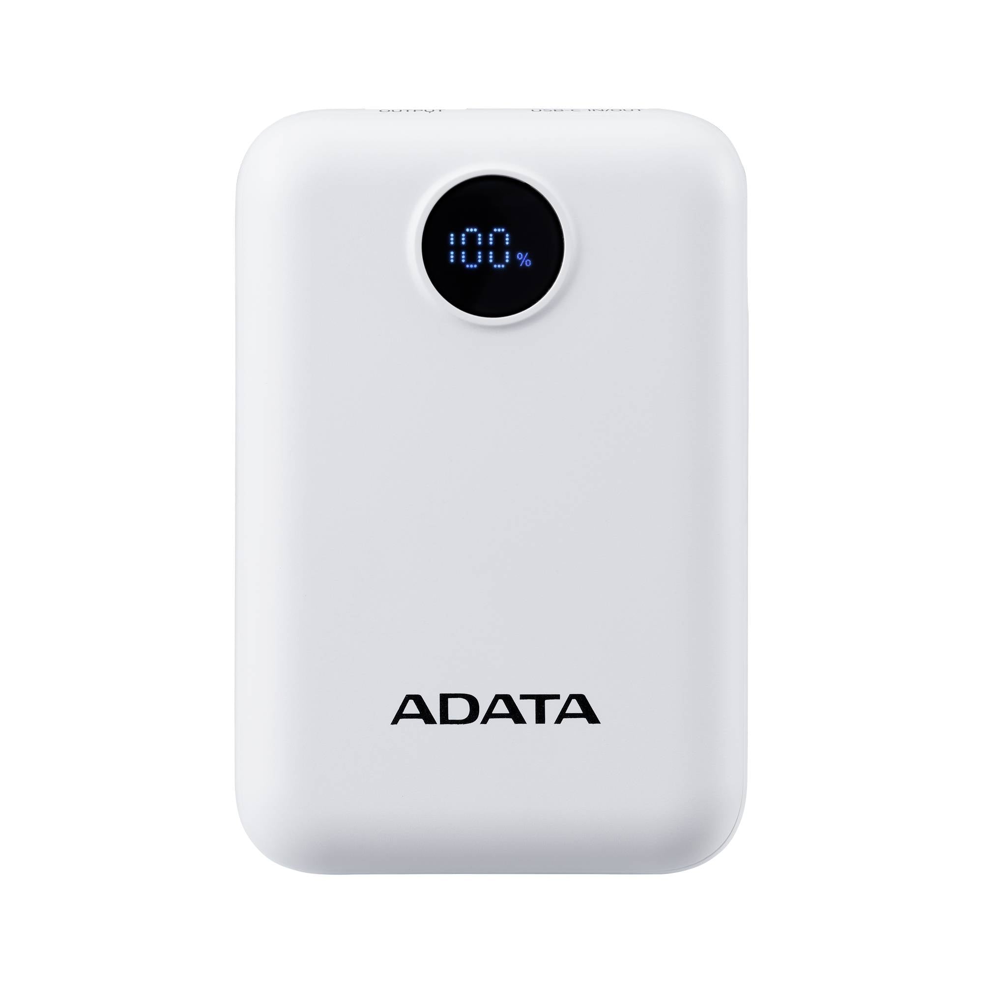 PowerBank ADATA C100 10000 mAh - Carga 2 Dispositivos, Indicador LED, Blanco