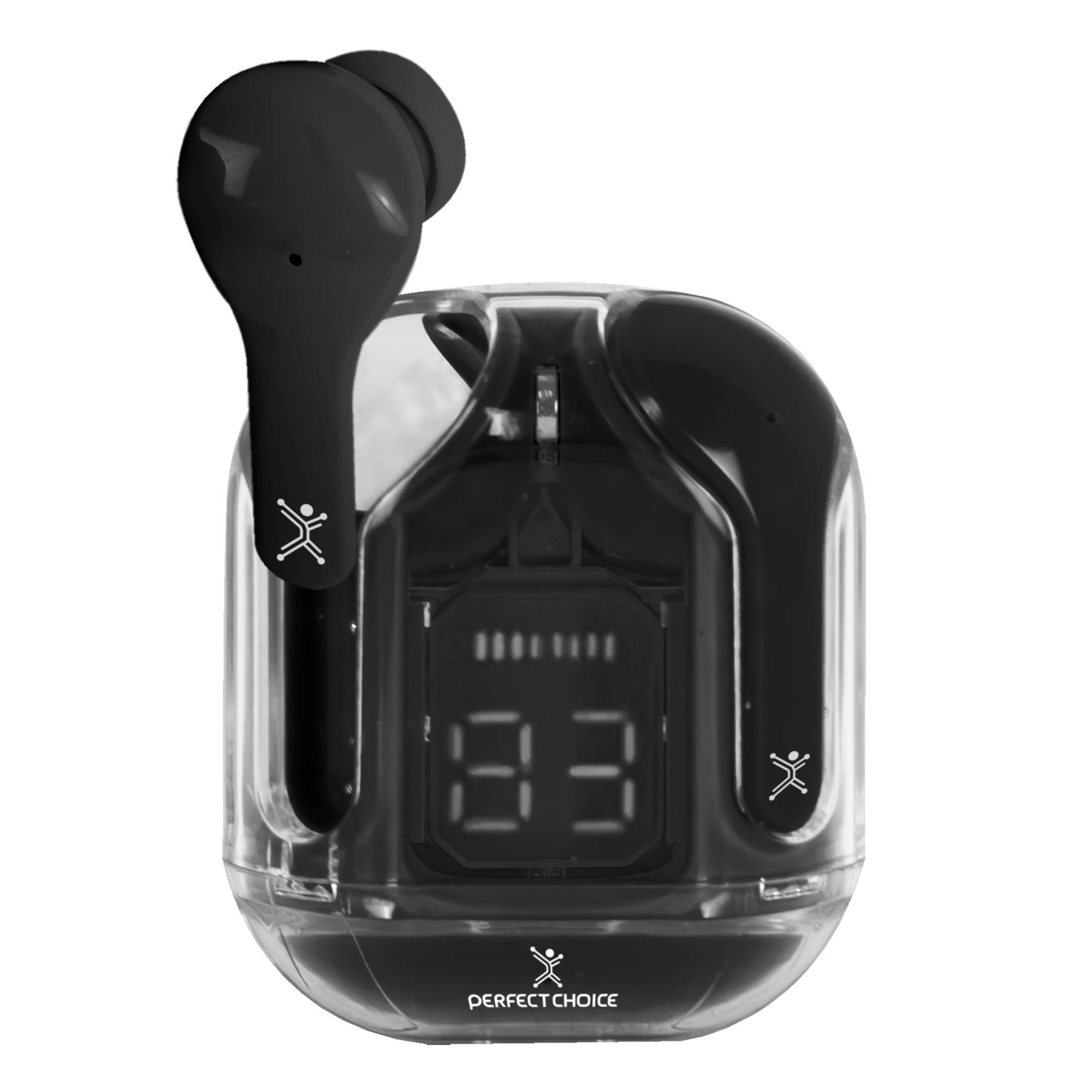 Audífonos Inalámbricos Bluetooth PERFECT CHOICE PC-117025 - Diseño Transparente Negro