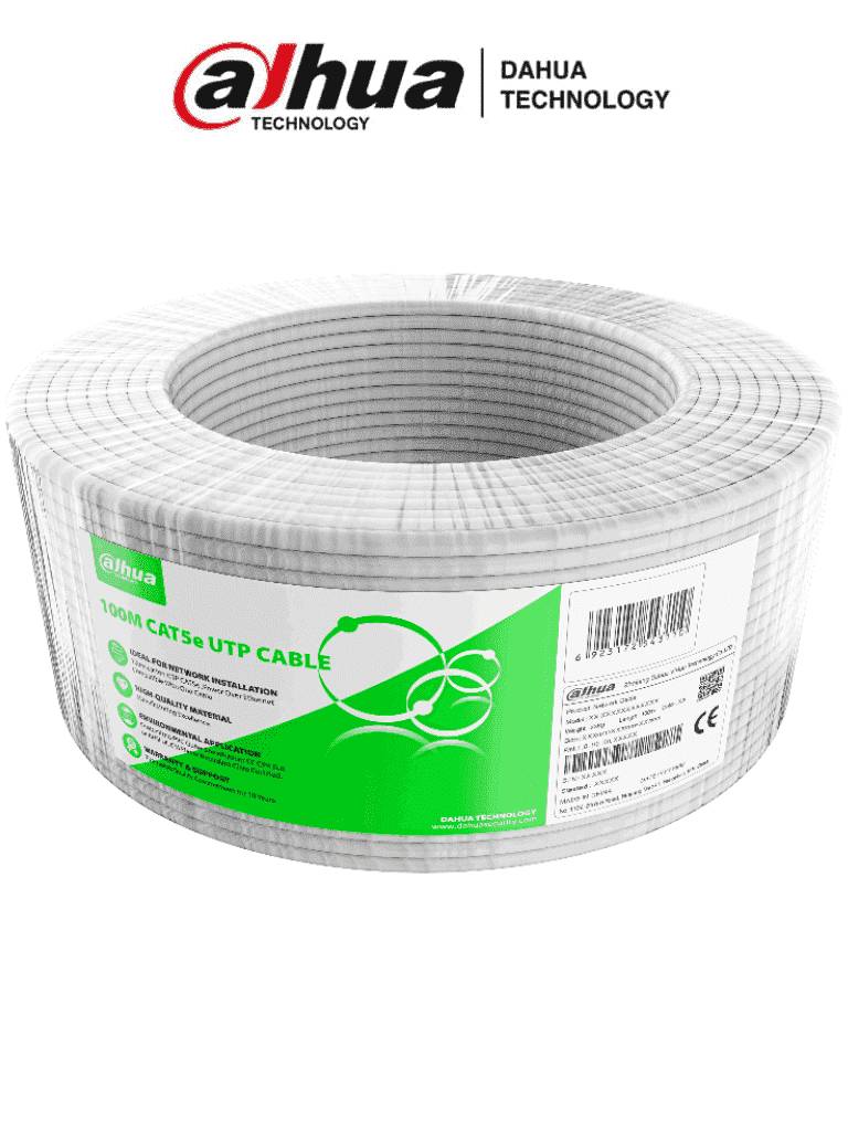 Bobina Cable UTP Cat 5E Dahua DH-PFM922I-5EUN-C-100 100m Blanco