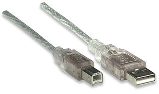 Cable USB Manhattan 333405 2.0 A-B 1.8M - Conexión Confiable Plateado Imagen principal del producto
