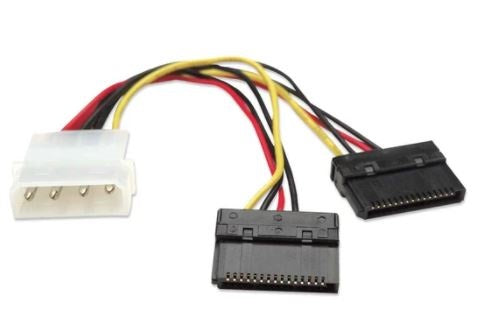 Cable de Corriente SATA Manhattan 349369 - Adaptador 4 Pines a 2x15 Pines