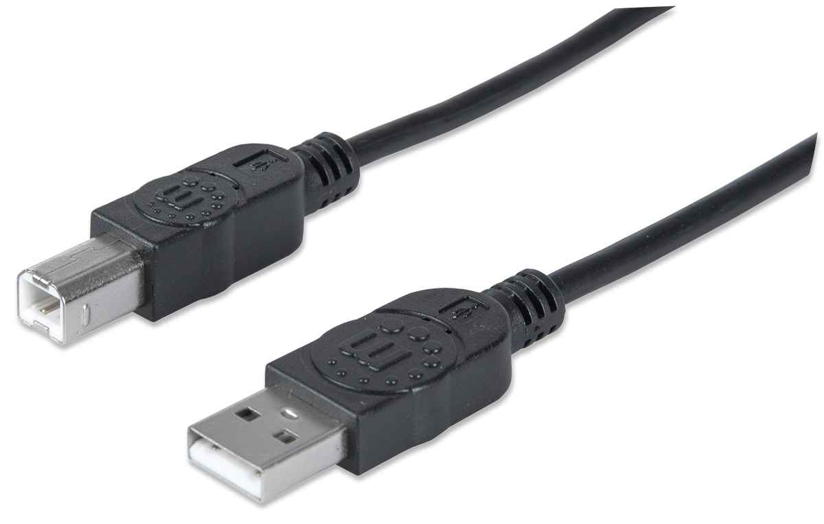 Cable USB Manhattan 333368 - USB 2.0 A/B, 1.8m, Alta Velocidad 480 Mbps