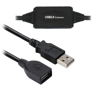 Cable USB 2.0 BROBOTIX 150156 - 20 metros, USB Tipo A Macho/Hembra, Negro