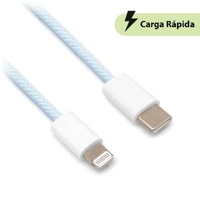 Cable Carga Rápida Brobotix USB-C a Lightning Tejido 1m Azul
