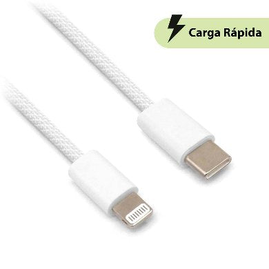 Cable Carga Rápida BROBOTIX 6001530 USB-C a Lightning - Tejido 1.0M Gris