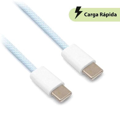 Cable USB Tipo C a Tipo C BROBOTIX 6001554 - Carga Rápida, Tejido, 1m Imagen principal del producto