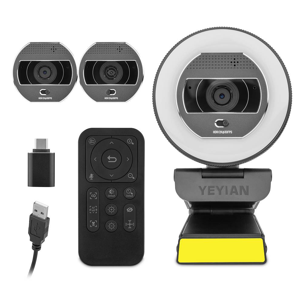 Webcam Yeyian FlexCam YPW-QHDAF-M1 2K - Streaming con Iluminación y Micrófono