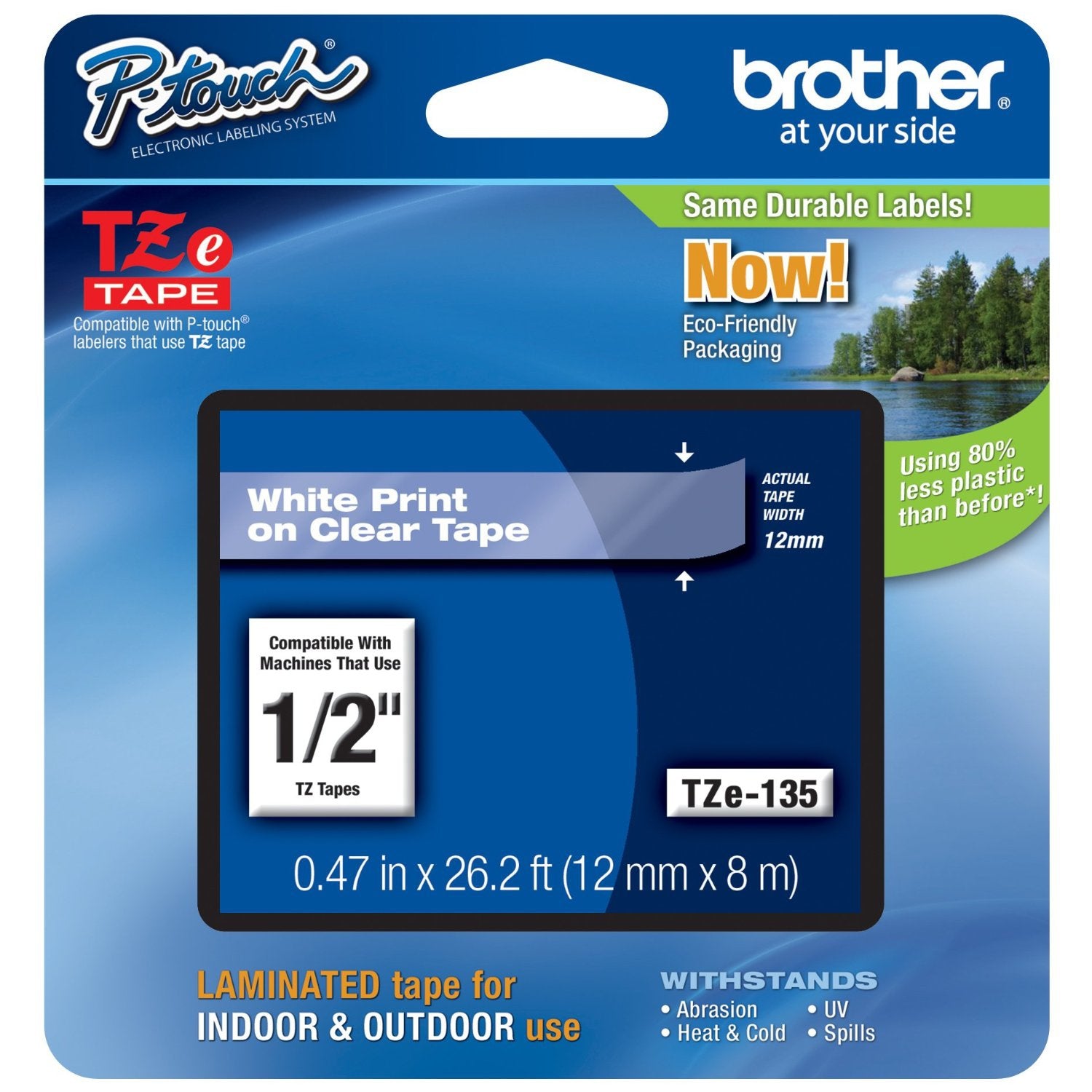 Etiqueta Brother TZES135 12mm x 8m - Adhesivo Super Resistente Laminada Imagen principal del producto