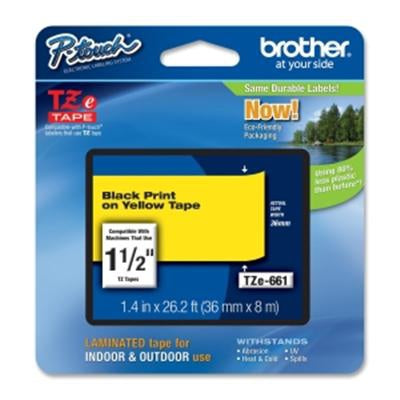 Etiqueta Brother TZE661 36mm x 8m Amarilla Laminada - Impresión Negra Imagen principal del producto