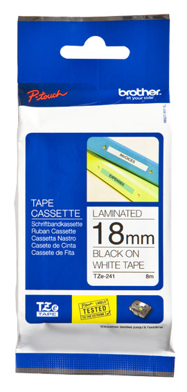 Etiqueta Brother TZE241 18mm x 8m Blanca Laminada - Impresión Negro