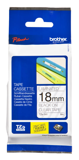 Etiqueta Laminada Brother TZE141 18mm x 8m - Impresión Negro Continua Imagen principal del producto