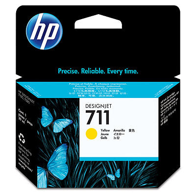 Tinta HP 711 Amarillo 29ml CZ132A - Compatible T120, Alto Rendimiento