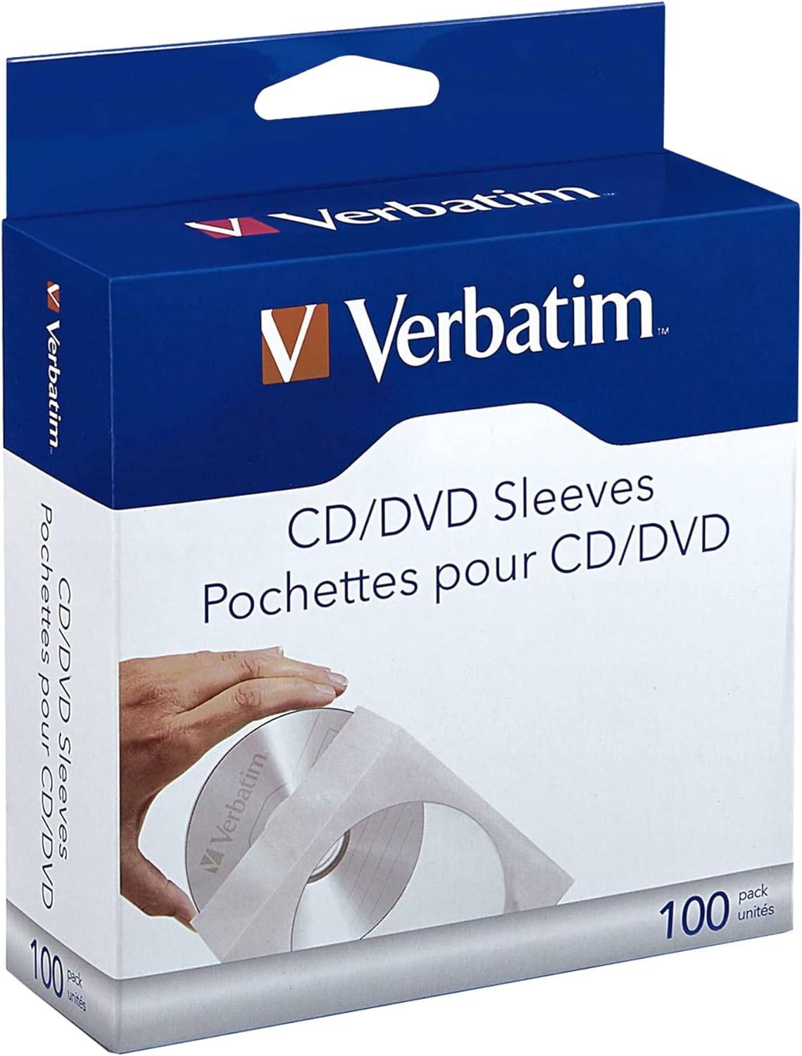 Sobres de Papel VERBATIM para CD/DVD con Ventana - Paquete 100 Piezas