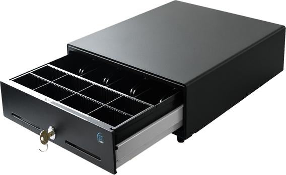 Cajón de Dinero EC-LINE EC-5100II Negro - Acero, Cerradura con Llave, 8 Monedas
