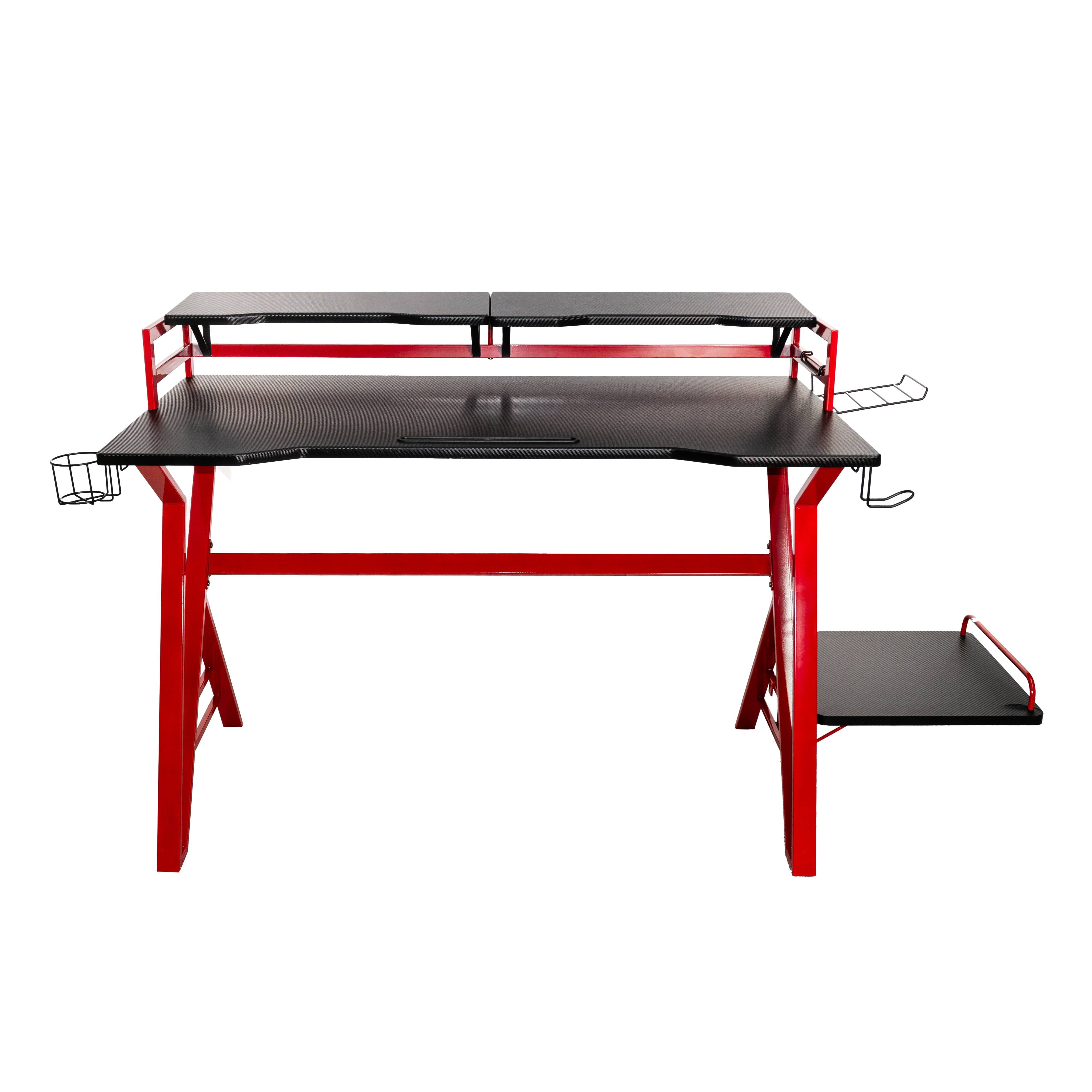 Escritorio Gamer Naceb NA-0646 Fibra de Carbono - Rojo/Negro, 130cm Imagen principal del producto