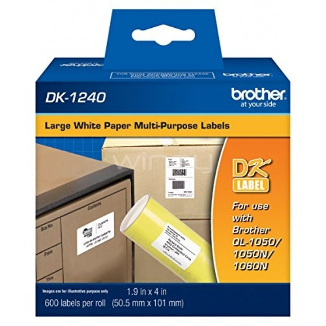 Etiqueta Brother DK1240 50.5x101mm - 200 unidades papel blanco impresión negra