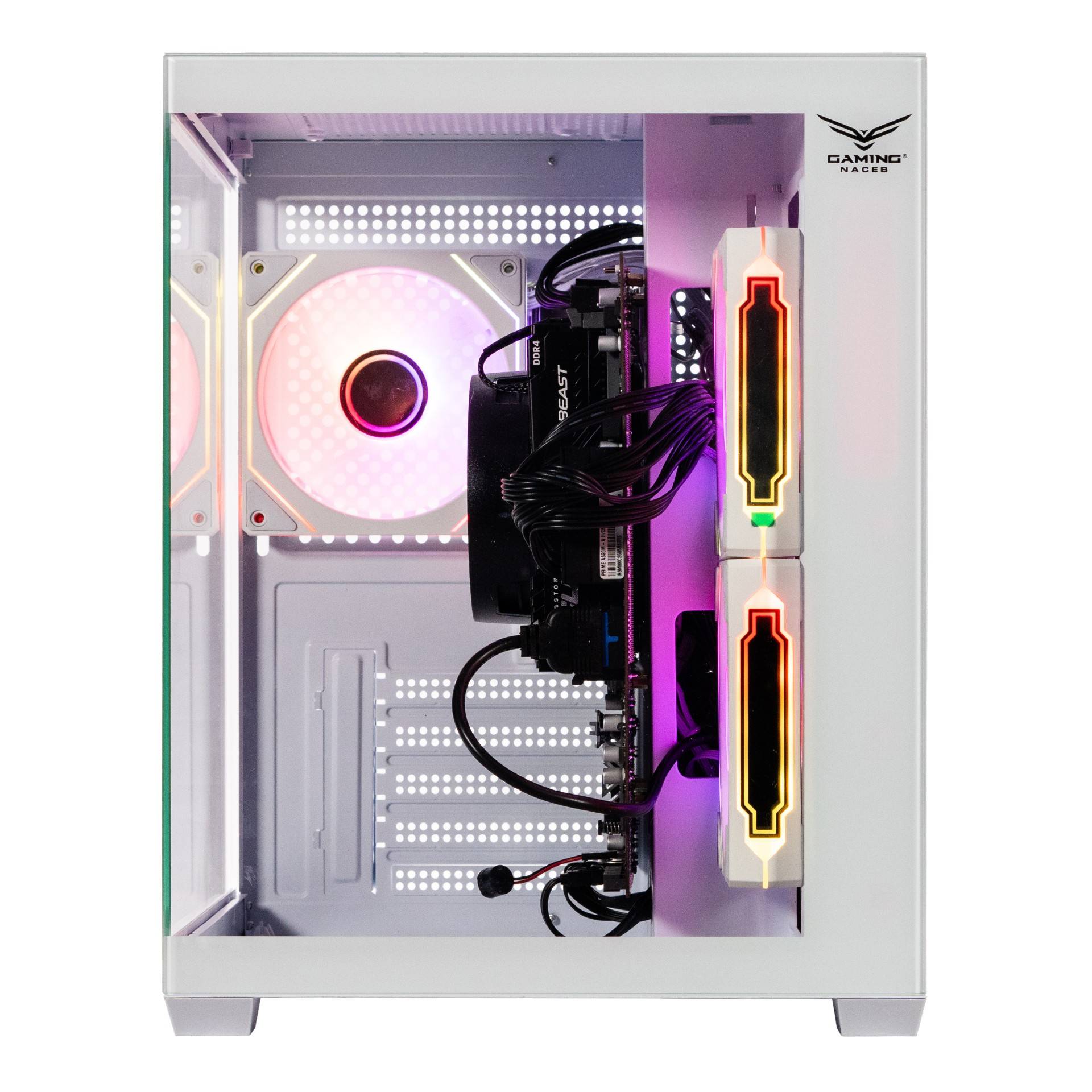 Gabinete Gamer Naceb Na-0636B Cristal Templado - Ventiladores ARGB USB 3.0