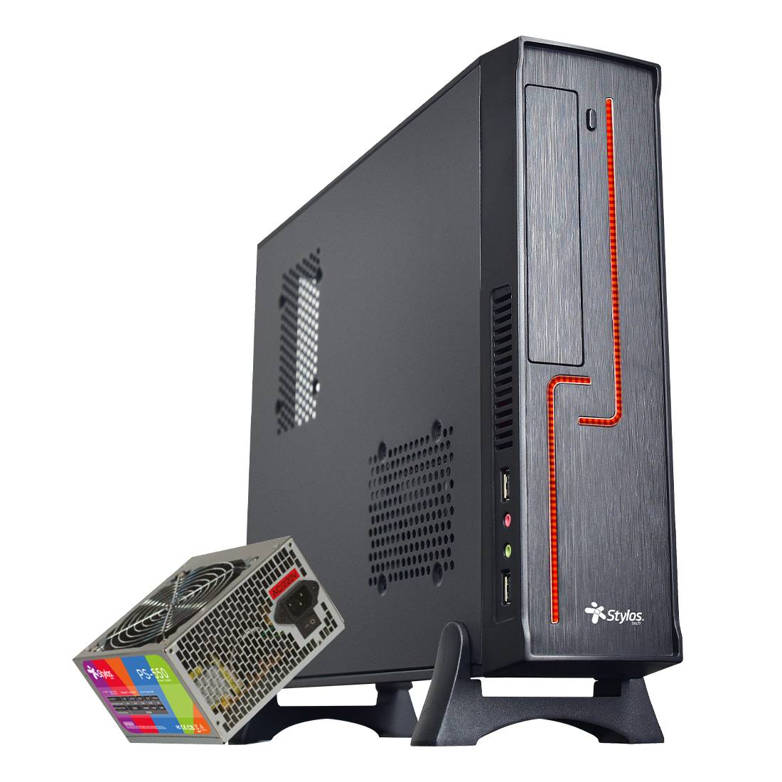 Gabinete Stylos Keelan Slim ITX STGAKL1B - Fuente 550W Incluida Imagen principal del producto