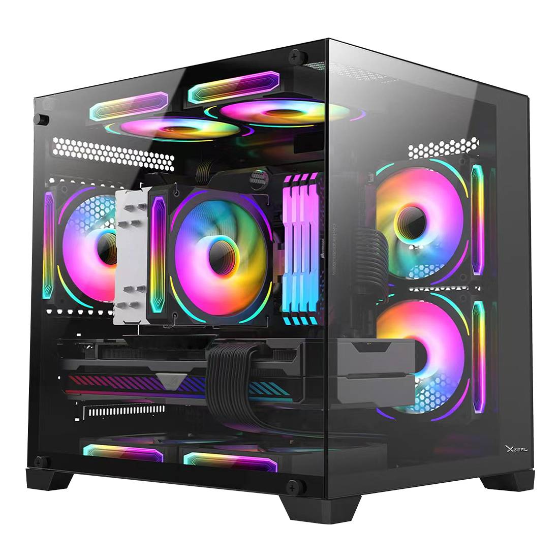 Gabinete Xzeal Panzer II Cubo M-ATX/ITX - 3 Fans ARGB USB3.0